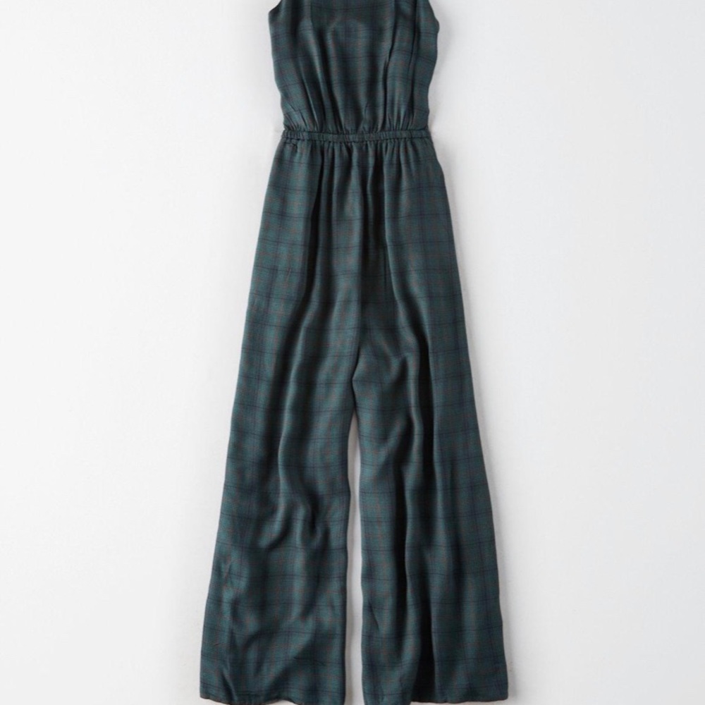 NWOT AMerican Eagle Green Plaid Jumpsuit